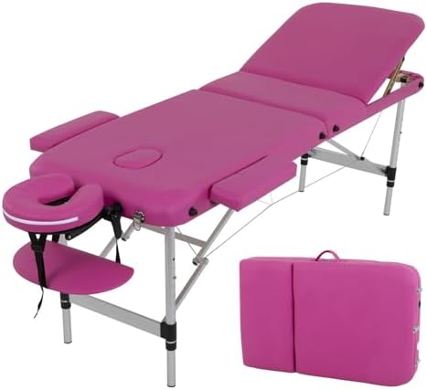 BestMassage Aluminium Massage Bed Portable Massage Table 28 inch Wide Lash Bed Height Adjustable 3 Folding Spa Table with Non-Woven Bag for Spa Footmassage Facial CareSpa Tattoo
