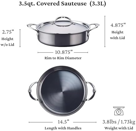 Hestan - NanoBond Collection - Stainless Steel Titanium Sauteuse, Induction Cooktop Compatible, 3.5 Quart