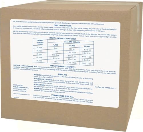 Pool Mate 4-Pounds Premium Pool Stabilizer and Conditioner | Chlorine Stabilizer, Concentrated Cyanuric Acid for Pools, Helps Chlorine Last Longer, 6oz raises CYA 10ppm per 5,000 gallons