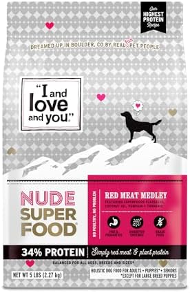 I and love and you Nude Super Food Dry Dog Food - Salmon + Whitefish - Prebiotic + Probiotic, Grain Free, Real Meat, No Fillers, 5lb Bag