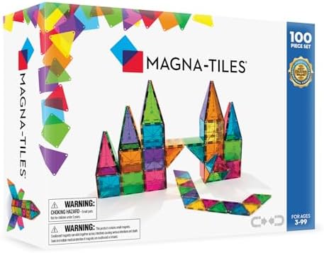 MAGNA-TILES Classic 100-Piece Magnetic Construction Set, The Original Magnetic Building Brand
