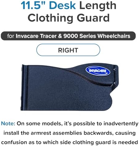 AlveyTech Desk Length Clothing Guard for Invacare Tracer & 9000 Series Wheelchairs (Right) - Replacement Black 11-1/2" x 5" Wheelchair Under Armrest Guard, Side Specific (1110285)
