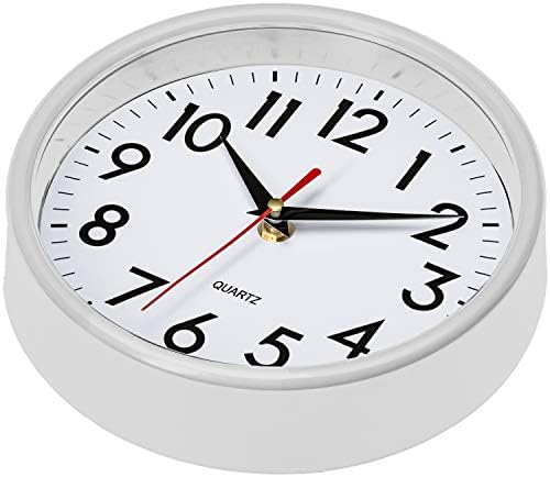 Bernhard Products Silver Wall Clock 8" Silent Non-Ticking Quality Quartz Battery Operated Clock for Home Kitchen Bedroom Bathroom Classroom Nursery