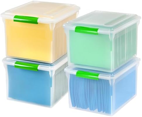 IRIS USA 5-Pack 44 Qt. Letter File Box with Hinged Lid, Clear | Protect important documents, letter and legal files with secure storage for home offices, moving, and long-term organization