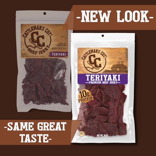 Cattleman's Cut Original Beef Jerky, Premium Marinated Steak High Protein Meat Snacks, Keto Friendly, Gluten Free, Carnivore Travel Snack, Resealable Bag, 10 Ounces