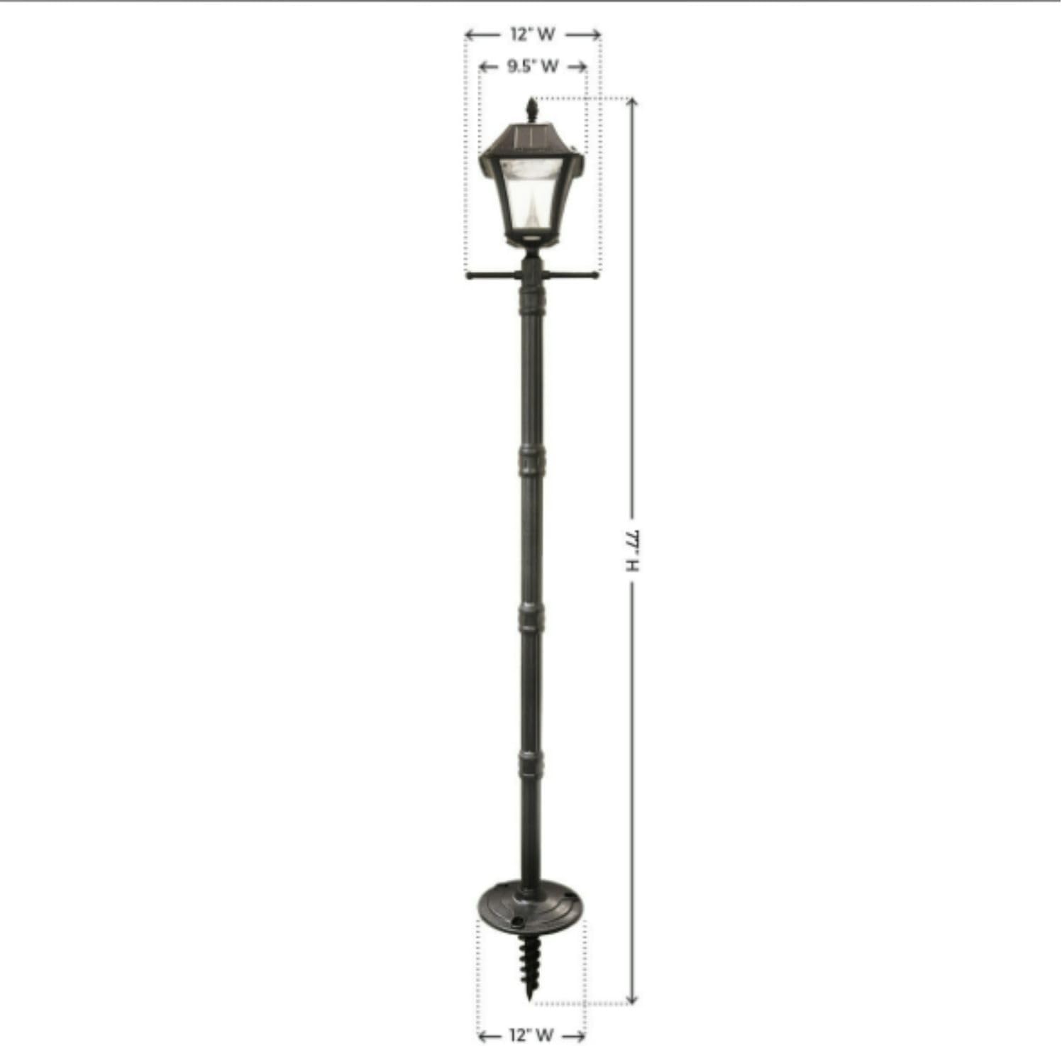 Gama Sonic Black Outdoor Solar Baytown II EZ Anchor Lamp Post, Bright White LED with EZ Anchor