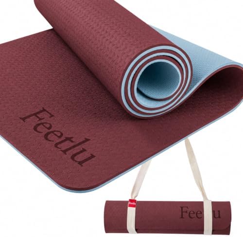 Extra Thick Yoga Mat with Carry Strap, 10mm Non-Slip Exercise Mat, 72 x 24 Inch Cushioned Workout Mat for Yoga, Pilates, Stretching & Floor Exercises