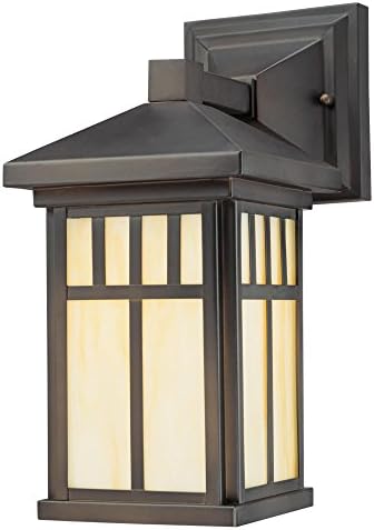 Westinghouse 6732800 Burnham One-Light Exterior Wall Lantern on Steel with Honey Art Glass, Oil Rubbed Bronze Finish, 1 Pack