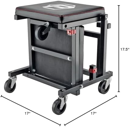 Powerbuilt 2-in-1 Rolling Creeper Seat Converts from High to Low Roller Seat, Fast, Tool-Free Conversion, Garage, Shop, Brake Jobs, Washing, Detailing