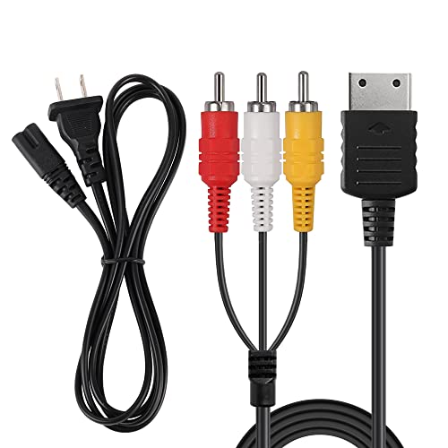 Power Cord and AV Cable for Dreamcast, 2 Prong Power Supply & Audio Video RCA AV Cable Compatible with Sega Dreamcast DC Console