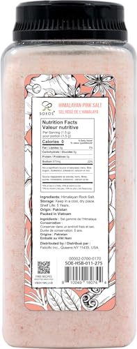 Soeos Himalayan Pink Salt, Fine Grain, 39 oz (2.4lb), Bottled