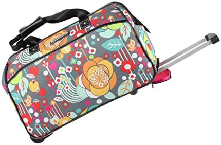 Lily Bloom Pattern 22 Inch Duffel Bag with 2-Rolling Wheels, Weekender Overnight Travel Lightweight Carry-On Suitcase For Women