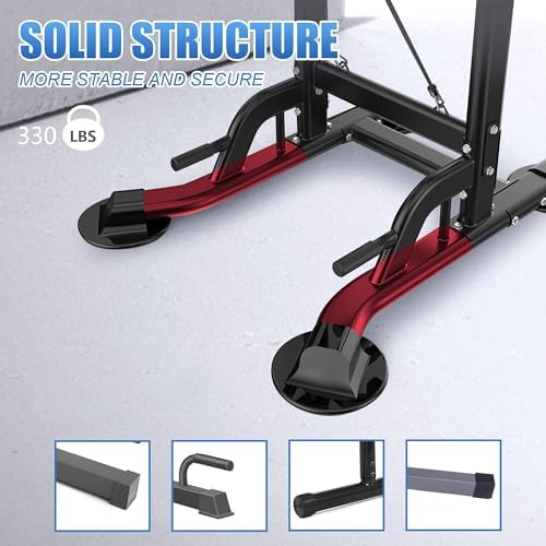 Pull Up Dip Station for Home Gym, Power Tower with Backrest, Adjustable Height Pull Up Bar Stand
