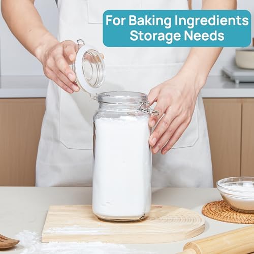 Vtopmart 78oz Glass Food Storage Jars with Airtight Clamp Lids, 3 Pack