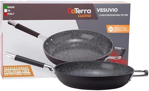 DaTerra Cucina - Ceramic Frying Pan, Induction & Oven, Made In Italy, 9.5" | Made in Italy, Induction Compatible, Oven-Safe up to 450°F, PFAS-free, Ergonomic Handle, Easy Cleanup, Even Heating