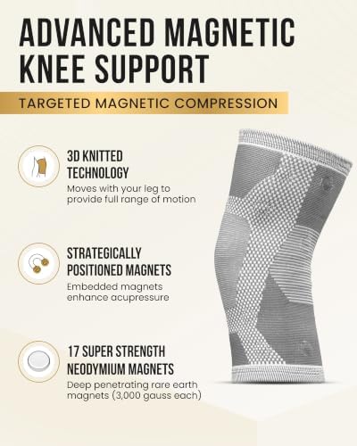 MagnetRX® Magnetic Knee Sleeve – (2-Pack) Effective Compression Knee Brace with Magnets for Knee Comfort & Recovery – Magnetic Knee Brace