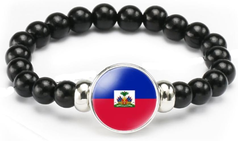 vmcoatdu National Flag Bracelet Elastic Rope Beaded Bracelet Support Your Country Travel Souvenir Gifts for Men Women