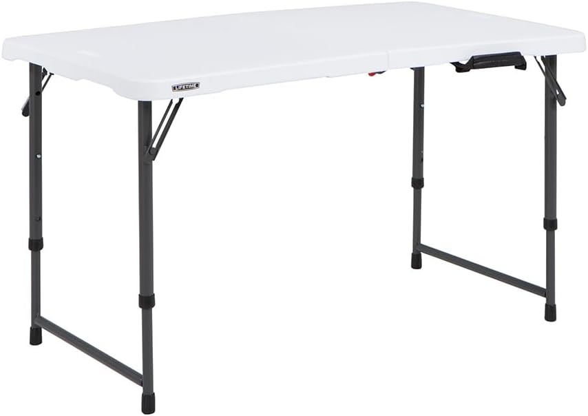 LIFETIME Fold-in-Half Adjustable Folding Table, 4 Foot
