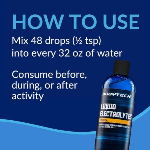 BodyTech Liquid Electrolytes Drops, Unflavored, 8 Fl Oz, 96 Servings | Hydration Concentrate with ConcenTrace Trace Minerals