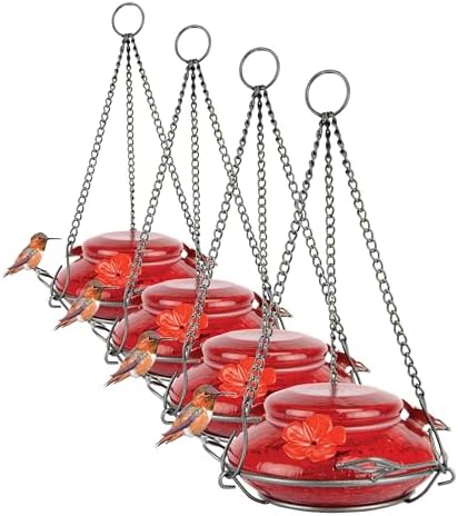 Nature's Way Bird Products MHF4 Hand Blown Garden Top Fill Hummingbird Feeder, 16 oz Capacity, Red
