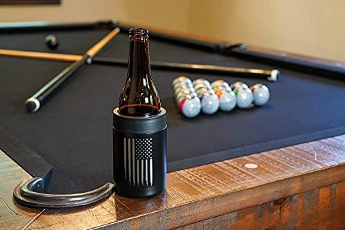 American Flag Insulated Can Cooler - Stainless Steel Bottle Cooler - Engraved USA Flag - American Flag Gifts | Flag 12oz Can Cooler