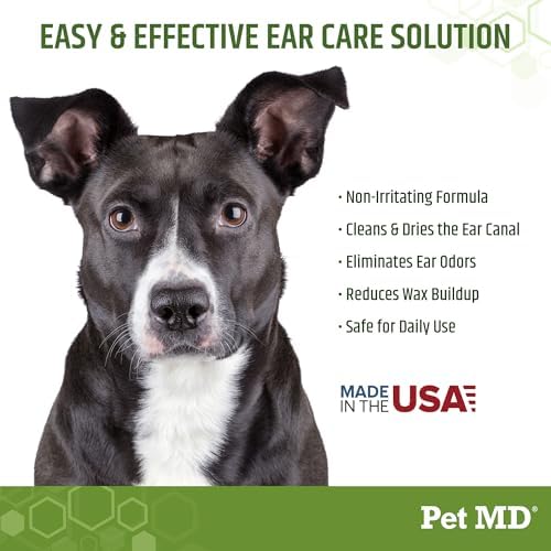 Pet MD Dog Ear Cleaning Wipes – Otic Cleanser for Dogs - 100 ct | Soothing Ear Care with Aloe Vera & Eucalyptus, Regular Wipes