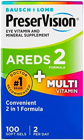 Bausch + Lomb PreserVision Eye Vitamin Mineral, 100 Soft Gels (Pack of 2)