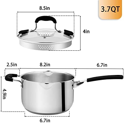Rorence 6 Quart Stainless Steel Stock Pot, Induction Cooking Pot with Lid