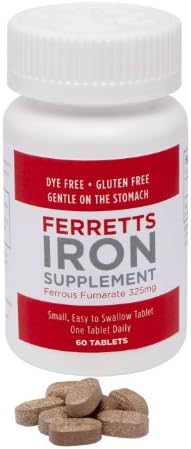 Iron Tablets 106mg (325mg Ferrous Fumarate) - 60 Day Supply of High Potency Iron Supplements for Women & Men