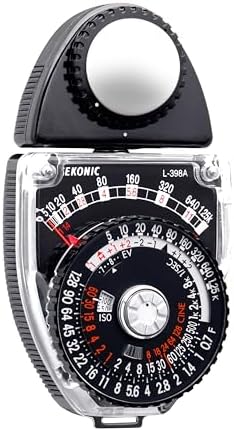 Sekonic L-398A Studio Deluxe III Analog Light Meter, Battery-Free Incident & Reflected Ambient Meter with Amorphous Photocell, Swivel Head