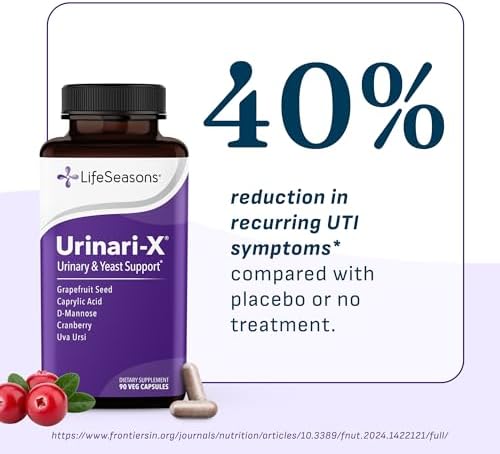 Urinari-X - Urinary Tract Support - Fast Acting UTI Relief - Vitamin Supplement for Healthy Bladder Function & Immunity - D-Mannose, Cranberry, Caprylic Acid, Uva Ursi & Grapefruit - 90 Capsules