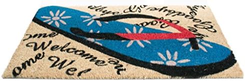 Welcome Goodbye Flip Flop Vinyl Backed Coir Doormat, 30 by 18 by 1/2-Inch