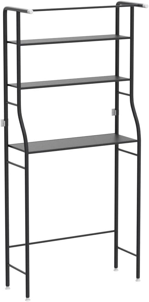 UDEAR 3-Tier Over The Toilet Rack,with Hanging Rod,Tower Shelf,Black