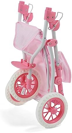 Badger Basket Foldable Jogging Style Doll Stroller - Adjustable Handle, Canopy, Straps & Basket - Fits 18-22" Dolls