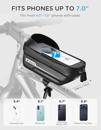 whale fall Bike Frame Bag Waterproof, 3D EVA Hard Shell, Bike Phone Holder