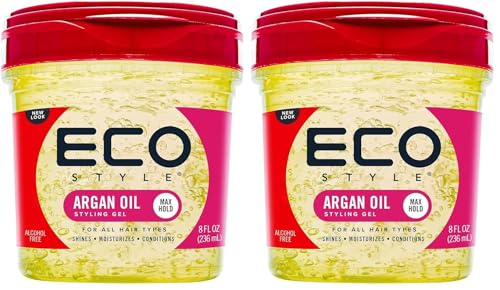 Eco Style Moroccan Argan Oil Styling Gel - Promotes Healthy Hair - Nourishes And Repairs - Delivers Long Lasting Shine - Provides Maximum Hold and Helps Tame Frizz - Ideal For All Hair - 8 oz