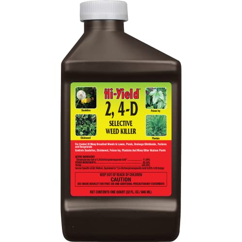 Hi-Yield (21416) 2,4-D Selective Weed Killer, 1 gal | 2,4-D amine selective herbicide - 1 gal concentrate for broadcast broadleaf weed control - Acreage operators