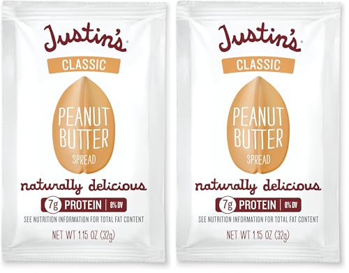 Justin's Classic Crunchy Peanut Butter Squeeze Packs - 1.15 oz - 10 pack | Shelf Stable Sandwich Spread