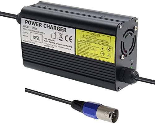 24V 5A Battery Charger with 3-Pin XLR Connector for Pride, Jazzy, Drive Medical, Golden Technologies, Shoprider