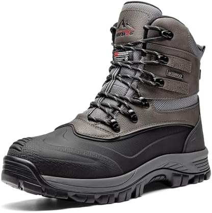 NORTIV 8 Men's Insulated Waterproof Winter Snow Boots | Sealed Build Keeps Feet Dry; Rubber Outsole Boosts Grip; Stable Fit Adds Support; Ideal for Hiking, Daily Wear BRIGADE