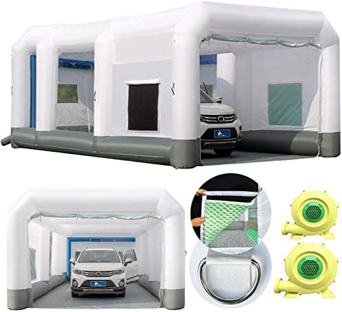 GORILLASPRO Portable Inflatable Paint Booth 26x15x10Ft, Inflatable Spray Booth with 2 Blowers (950W+950W)