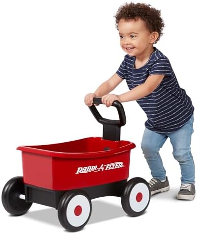 Radio Flyer Push & Pull Walker Wagon with Teddy Bear, Ages 1-4 Years, Red