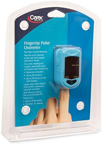 Carex Finger Pulse Oximeter Oxygen Saturation Monitor - Pulse Ox Fingertip o2 Monitor for Pediatric and Adult - Comes with a Lanyard