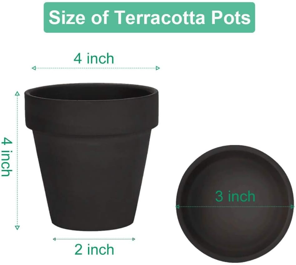 vensovo 4 Inch Terracotta Plant Pots with Saucer - 6 Pack Clay Flower Pots with Drainage, Great for Plants, Crafts, Wedding Favor