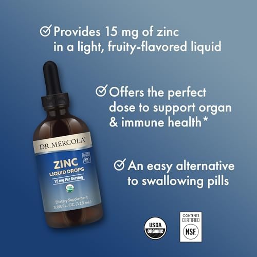 Dr. Mercola Zinc Liquid Drops, 15 mg, 3.88 fl oz (28 Servings)