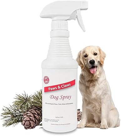 Paws and Claws Pet Spray - Natural Flea and Tick Repellent with Cedar Oil - Effective and Safe Pest Control for Dogs and Cats, Helps Repels Fleas, Ticks, and Mites, Pet Friendly (1 Gallon)