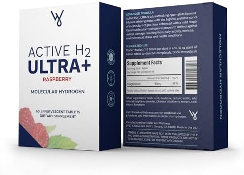 Active H2 Ultra+ Raspberry Molecular Hydrogen Tablets, 60 Effervescent Tablets
