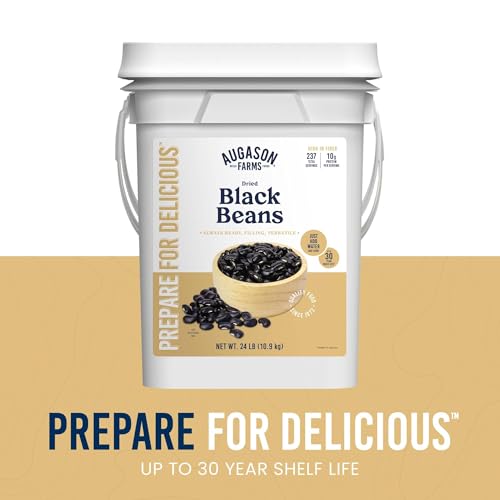 Augason Farms Dried Black Beans 4 Gallon | Emergency Food Supply, 237 Servings, 30 Year Shelf Life, Good Source of Iron, Protein, and Potassium
