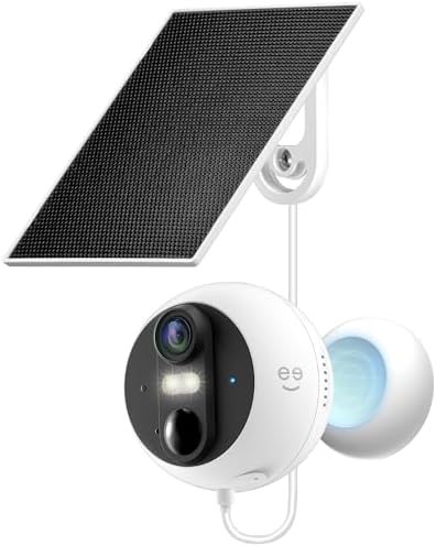 Geeni Perch 3MP Smart Magnetic Battery Camera with 3W Solar Panel – 2K HD Outdoor Wireless Security Camera with Continuous Solar Power, Color Night Vision, LED Spotlight, & IP65 Weatherproof