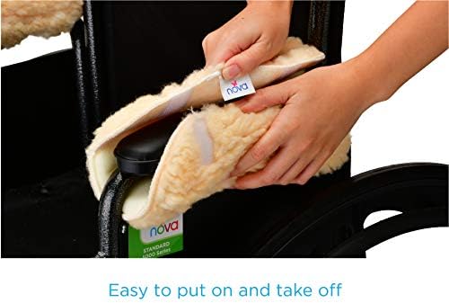 NOVA Sheepskin Fleece Armrest Covers for Wheelchairs, Transport Chairs & Arm Chairs, Universal Fit, Washable, One Pair
